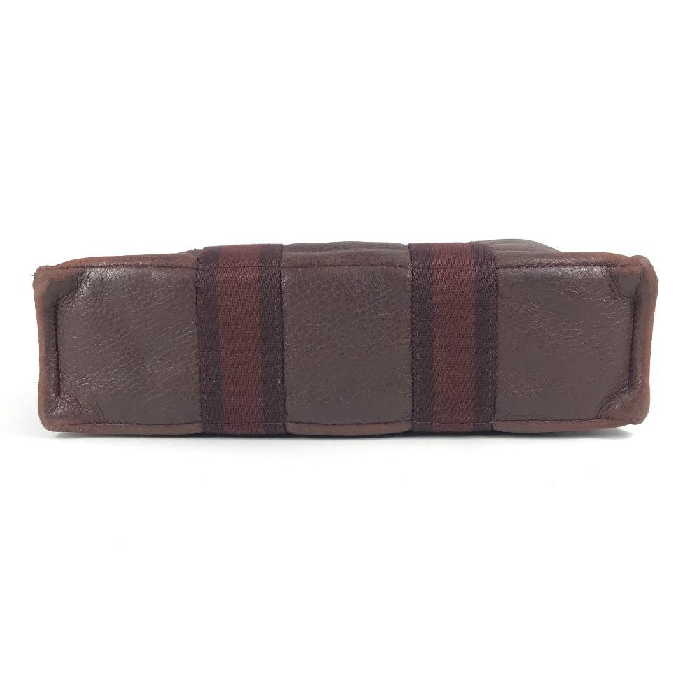 HERMES Half Leather Fourre ToutPM Tote Bag Hand Bag Leather/Canvas wine-red