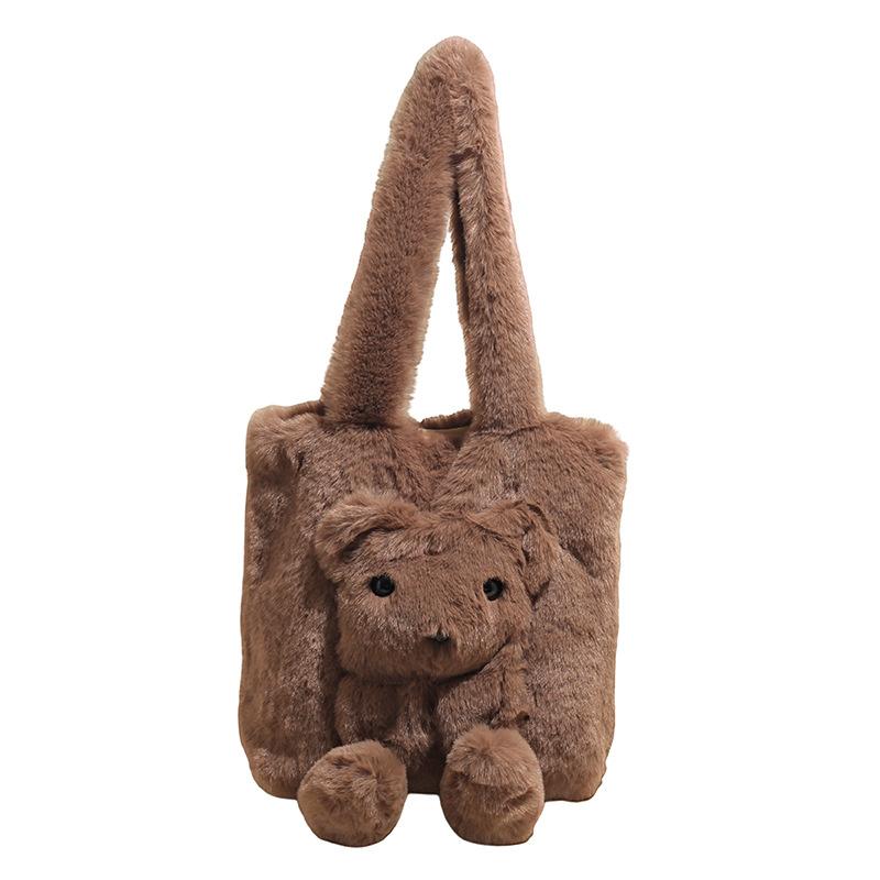 

Cute Little Bear Girl Single-shoulder Bag, High Appearance Level, Fashionable and Simple Bag кофейный