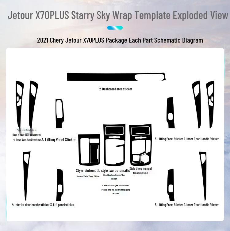 Starry Sky Film for Jetour X70 Interior and Center Console Frosted Film Sticker Replacement