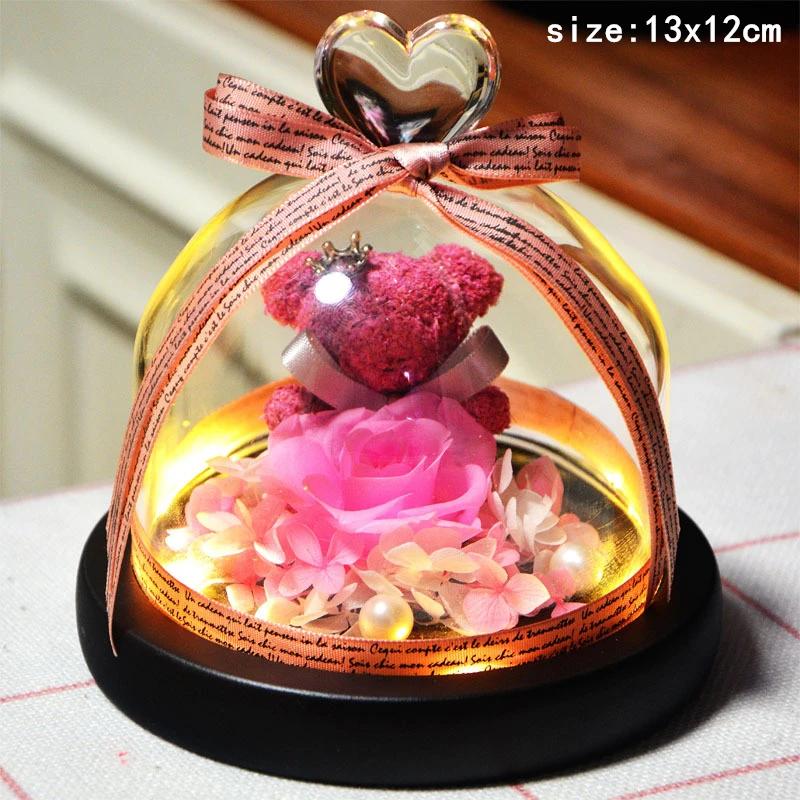 Valentines Day Gift for Girlfriend Eternal Rose LED Light Flower In Glass Cover Mothers Day Birthday Party Wedding Decoration