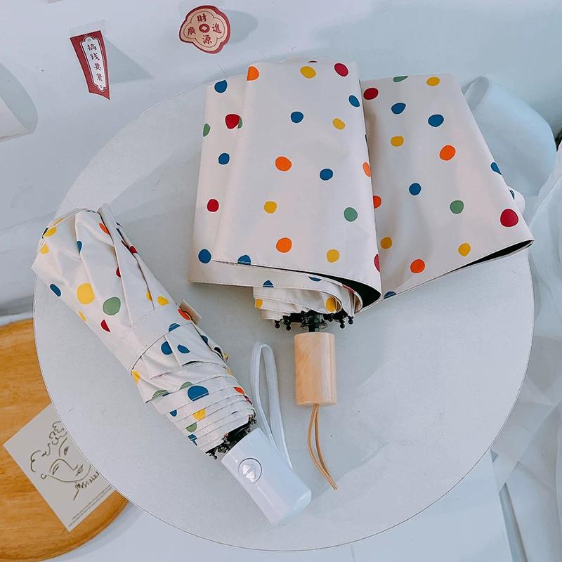 Ocean Ball Colorful Polka Dot Sun Protection Dual-Use Umbrella, Sunshade Umbrella, Black Coating Umbrella, Sun Umbrella, Foldable
