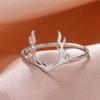 Teamer Cute Elk Horn Ring for Women Girls Stainless Steel Delicate Christmas Antler Finger Ring Couple Birthday Jewelry Gift