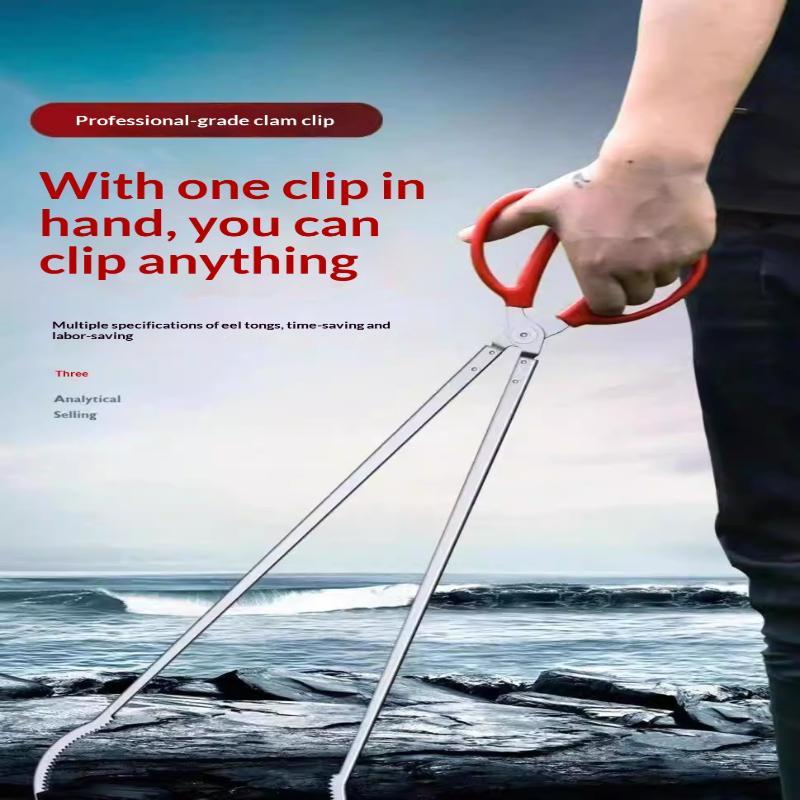 Durable Stainless Steel Crab Tongs Non Slip Serrated Edge Seafood Clip for Home Restaurant Lobster Eel Cracking Use