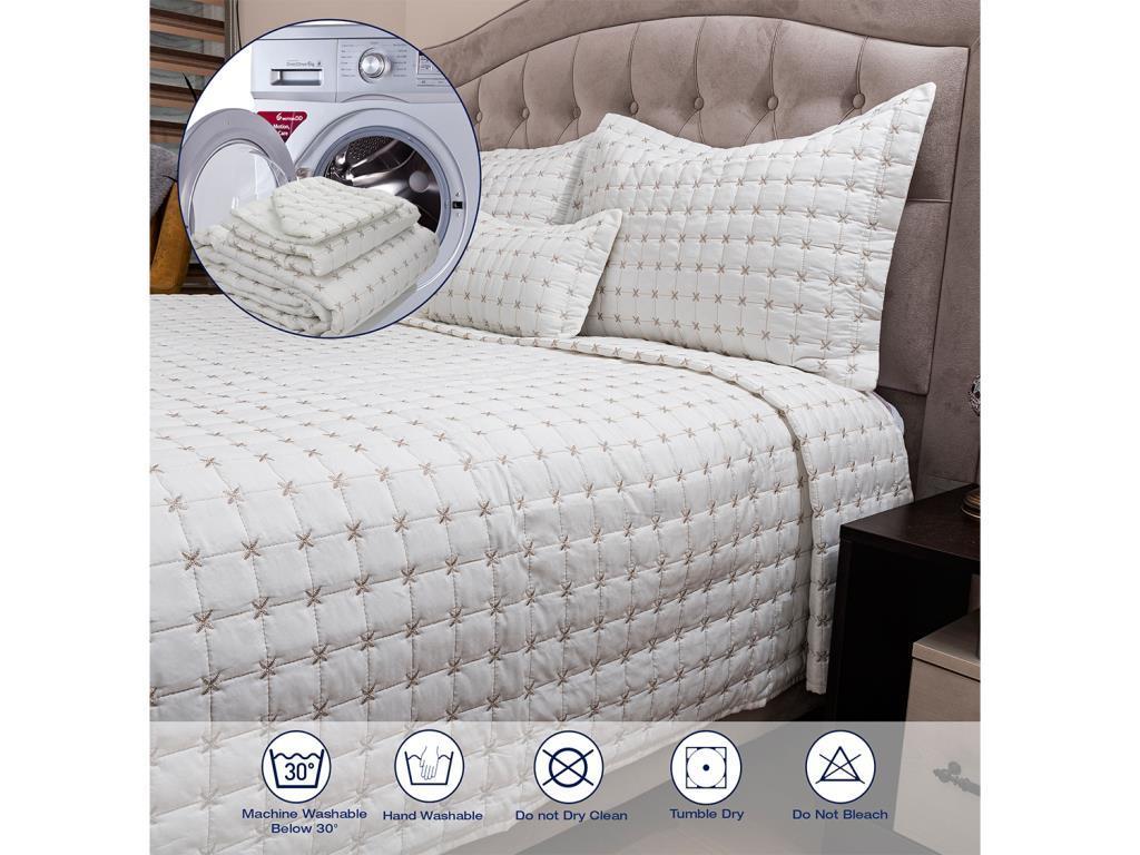 Krém na dvojitý prošívaný přehoz Yıldız