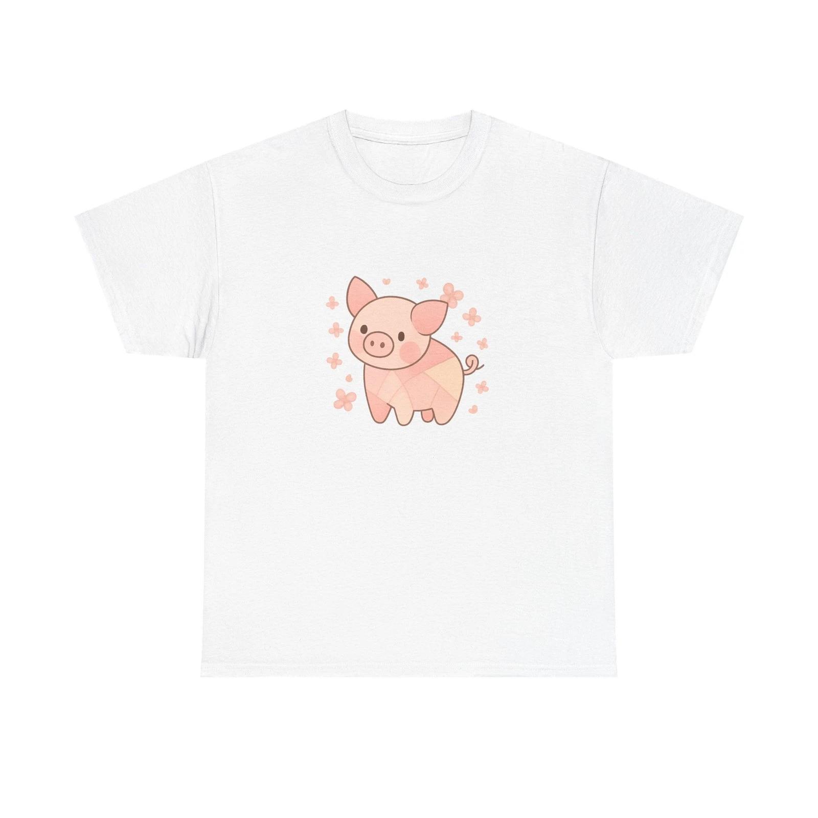 Unisex Adult T Shirt Geometric Pig Blossom Meadow Art L