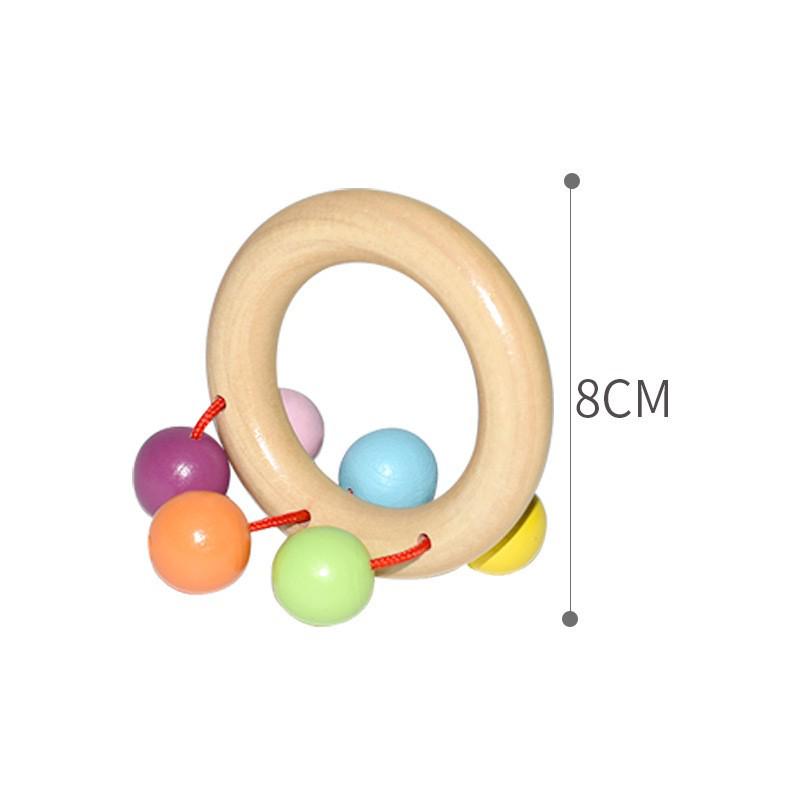 Infant Soothing Wooden Rattle Toy Set: Hand-Shaking Bell, Cage, and Baby Grip Car