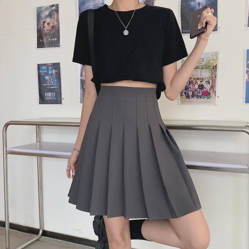Women's High-Waist A-Line Pleated Skirt - New Large Size, Slimming, All-Season Short Skirt