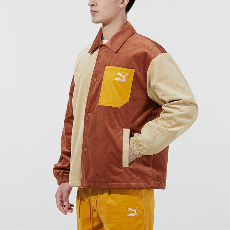 Puma Jachetă sport cu logo țesut cu panouri din catifea Jachete pentru bărbați Cafea 534752-17