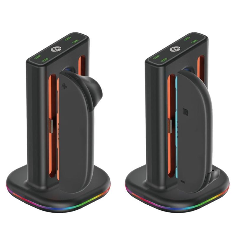 4 Controller Charging Stand for NS2 Magnetic Controller Charging Dock Station with Light Gamepad Chargers Base