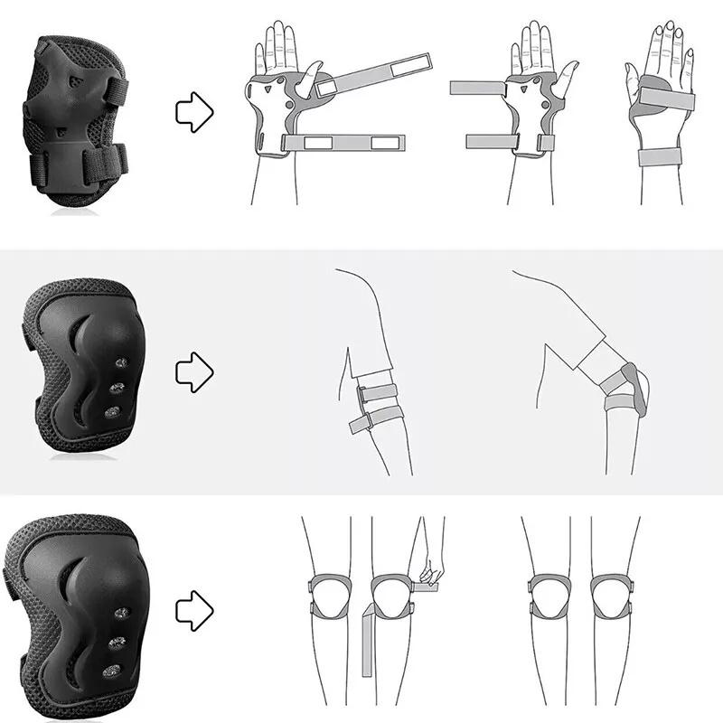 6Pcs/Set Kids Boy Girl Safety Helmet Knee Elbow Pad Sets Crianças Ciclismo Skate Bicicleta Capacete Proteção Segurança Guarda