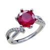 Jewelry Simulation 2 Carat Ruby Small Waist Ring Classic Fashion Six-Claw Color Treasure Ring