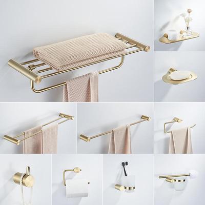 Set con Barra Portasciugamani e Mensola da Bagno Oro Brillante