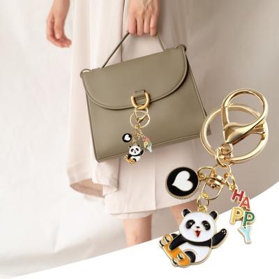 New Year Keychain Panda Heart Wishes Polished Pendant Best Lobster Clip Lightweight Shoulder Bag Schoolbag