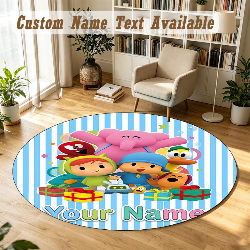 Round Rug Custom NamePocoyó Pattern Non Slip Carpet Home Floor Decor