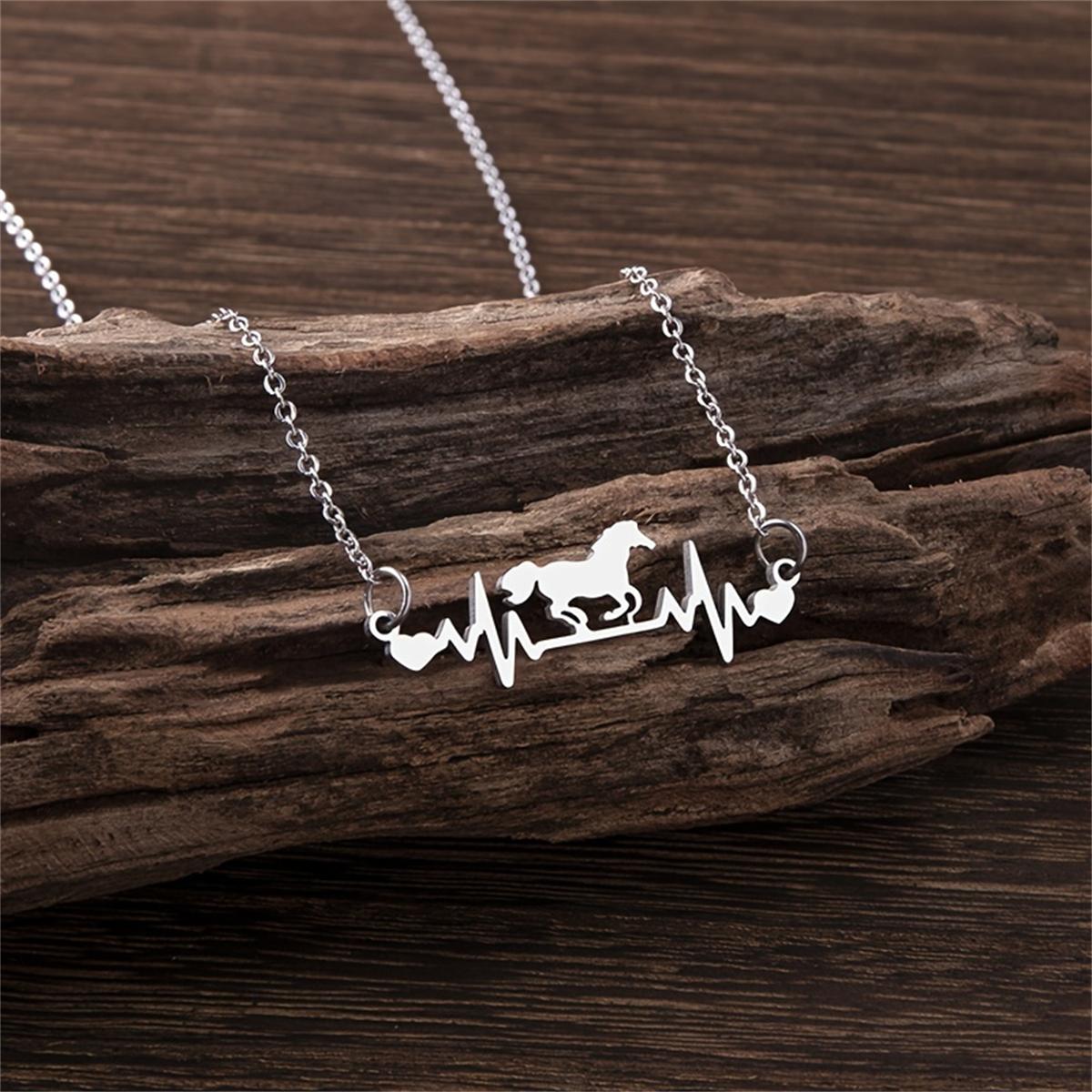 

Лошадиное сердцебиение, электрокардиограмма, ожерелье, леди, личность, простые уличные аксессуары, ювелирные изделия, подарок