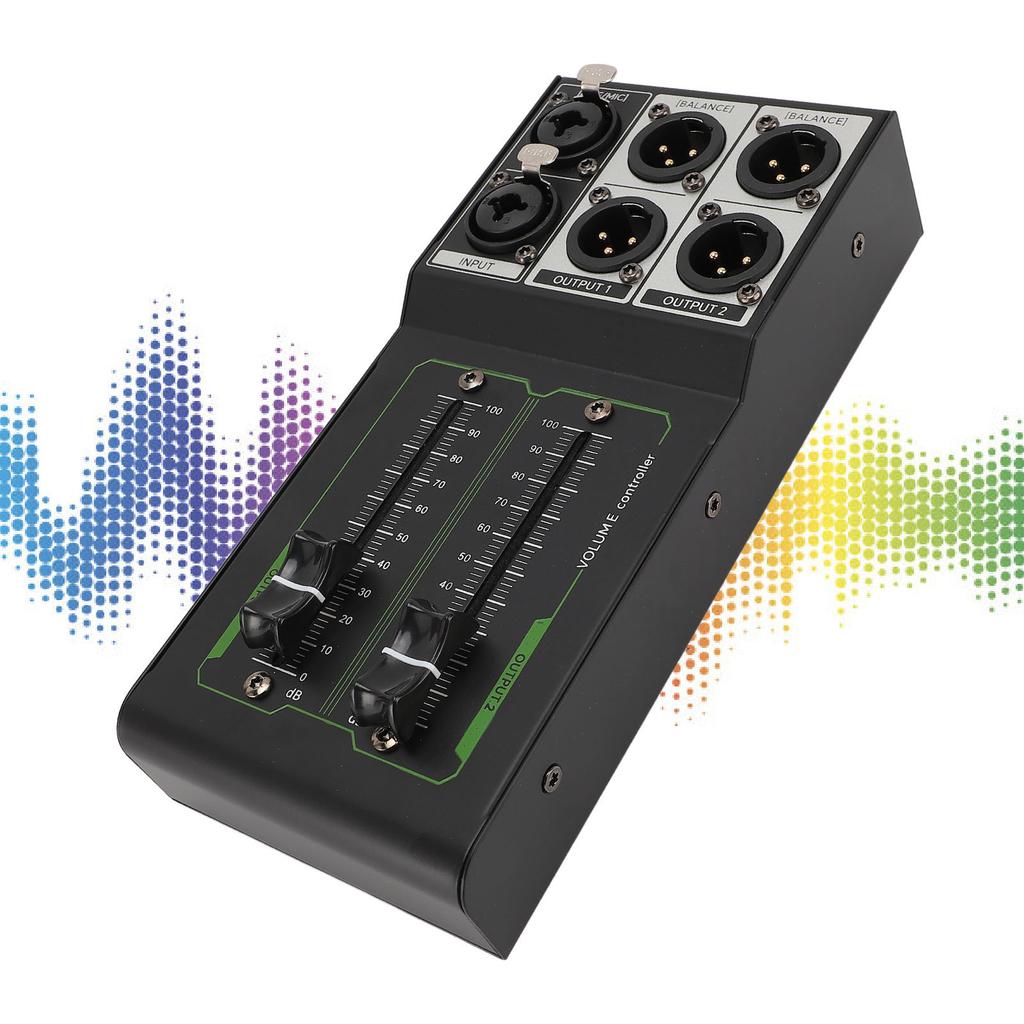 Passive Volume Controller, 1 in 2 Out Accurate Stereo Volume Controller, All Metal Lossless Passive Volume Control Box with Extended 70MM Fader, Plug