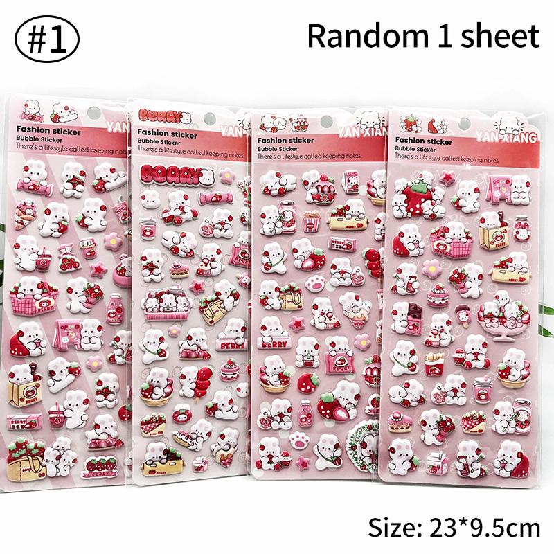 Cartoon Animal 3D Stickers Kawaii Bunny Bubble Stickers DIY School Stationery Sticker Phone Case Sticker Aesthetic Sticker