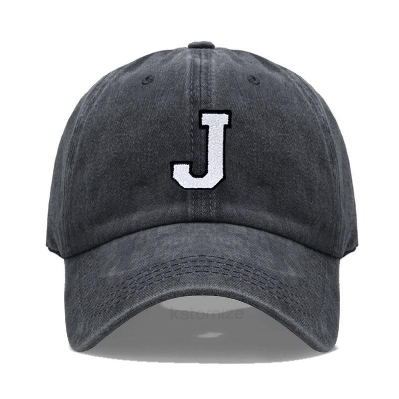 Vintage Washed Cotton Dad Hat Baseball Cap - 2-Tone A-Z Initial Embroidery Adjustable Unisex Team Cap for Men Women