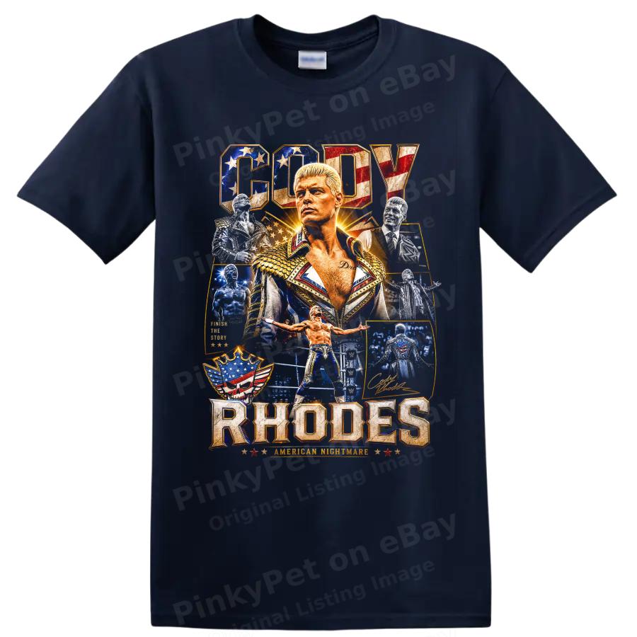 Maglietta da Wrestling Cody Rhodes Ritratto Patriottico Grafica Artistica Maglietta per Fan di Wrestling