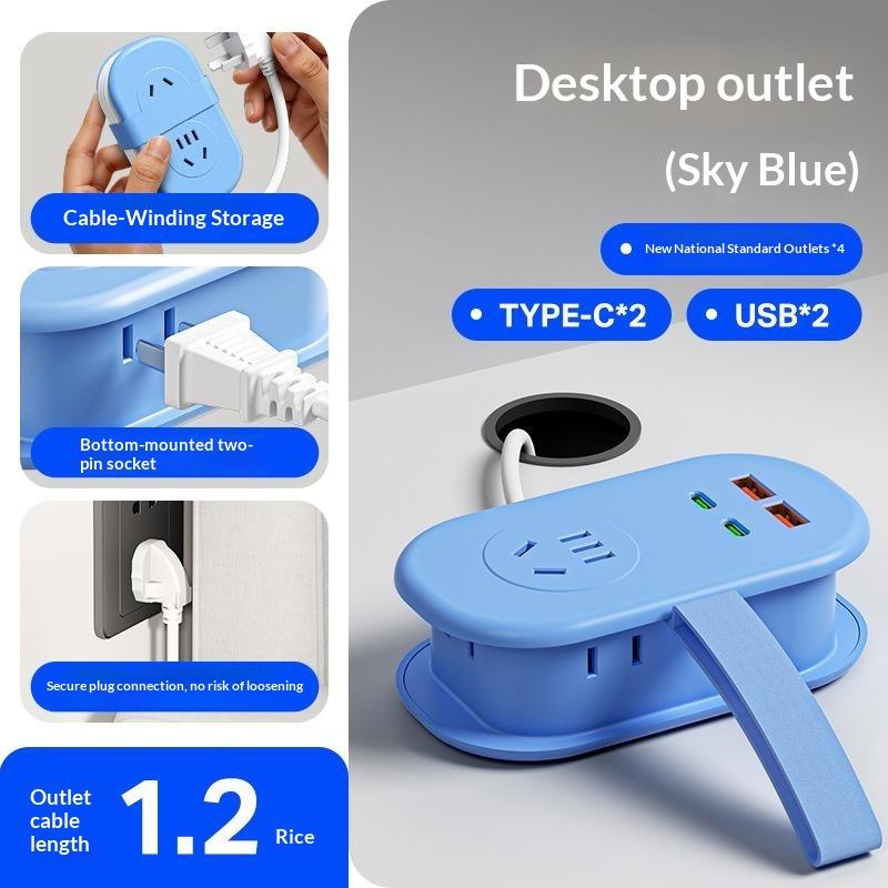 Pocket Power Strip Extension Cord 1Ac 2Usb 2Type C Socket Pure Minimalist Style Pd 15.5W Fast Charging Home Travel