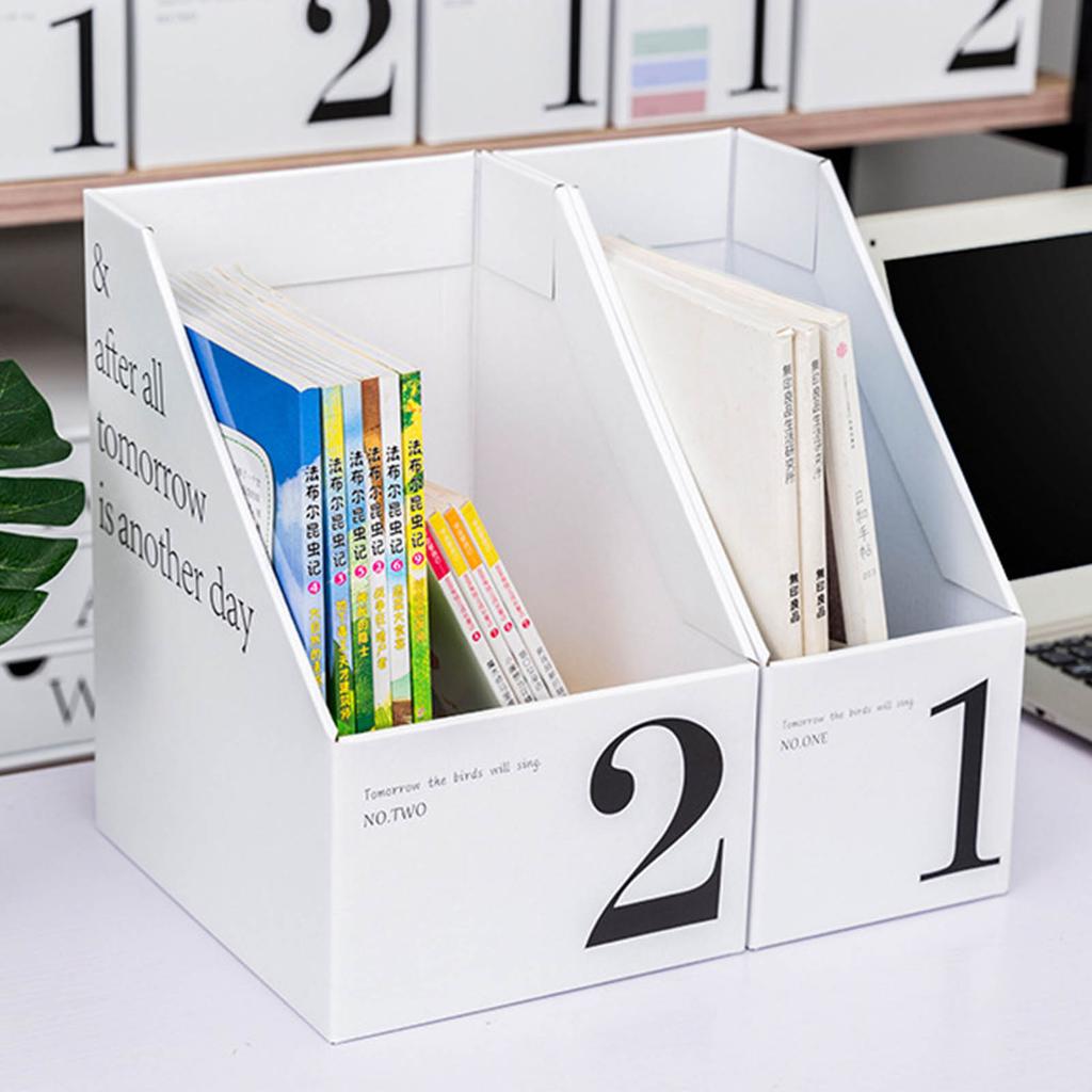 Vertical File Folder Bin Paper Number Marking Slim Desk Storage Organizer for Books Notebooks