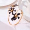 Gold Plated Cuff Bracelet Red White Polka Dot Enamel Flower Non-Irritating Jewelry for Women Daily All-Match Wear