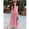 Lazy Wind Pink Cotton and Linen Sleeveless Dress Women's Summer Loose and Thin Temperament Vacation Travel Photo Long Dress Tide
