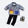 ANKRT Girls' Striped Loose Denim Jacket and Boys' Color-Block Coat