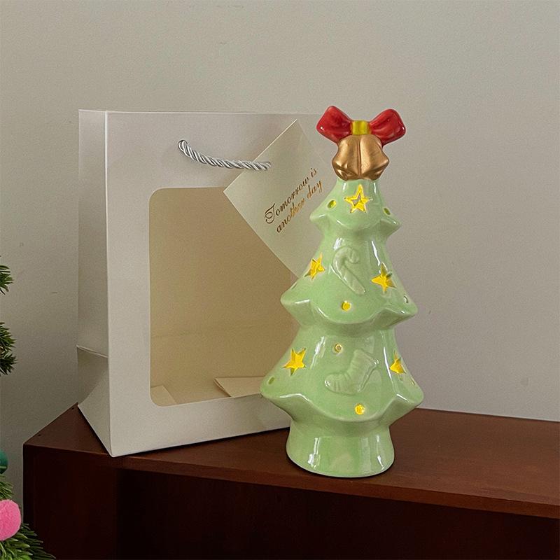 Ceramic Christmas Tree Night Light Ornament - Graduation, Birthday, Bestie Gift for Girls, Student Decor