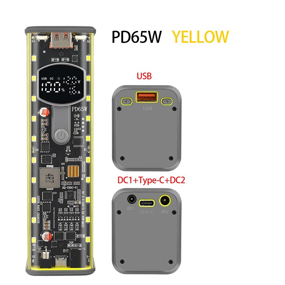 Scatola Porta Batteria PD65W 8 Celle 18650 Power Bank Fai da Te Kit Custodia Display Digitale Caricatore Rapido USB Tipo C Custodia Porta Batteria