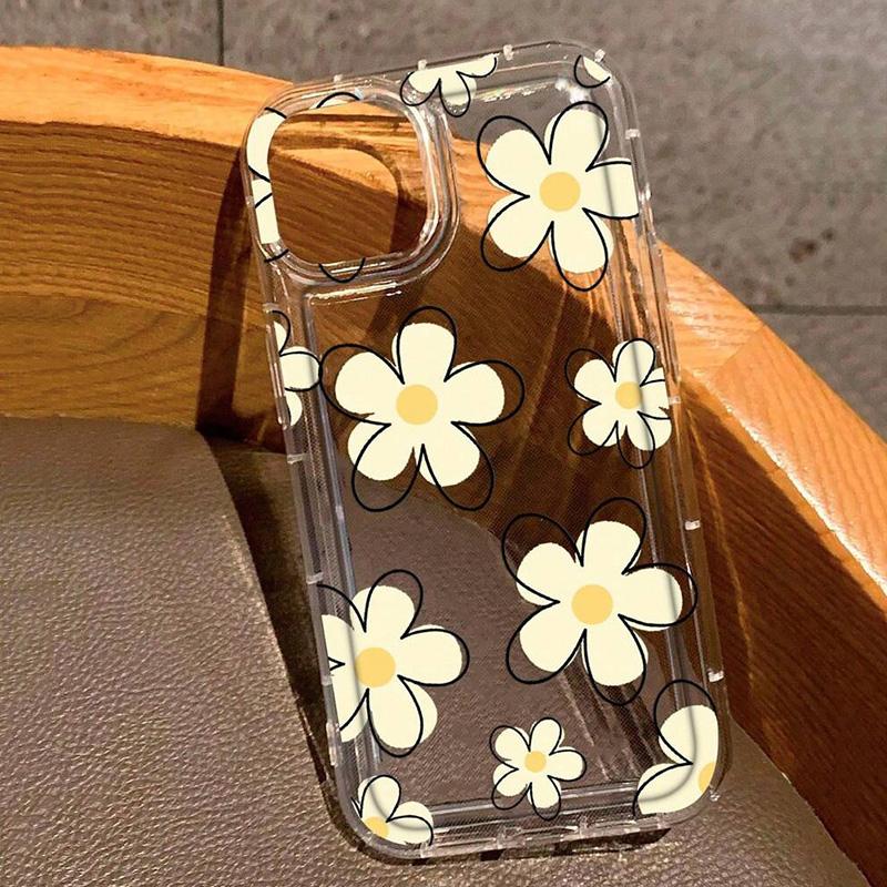 Floral Pattern Transparent Shockproof Phone Case for iPhone 11 12 13 14 15 16 17 Air Pro Max XR XS X 7 8 Plus SE2 Soft Cover