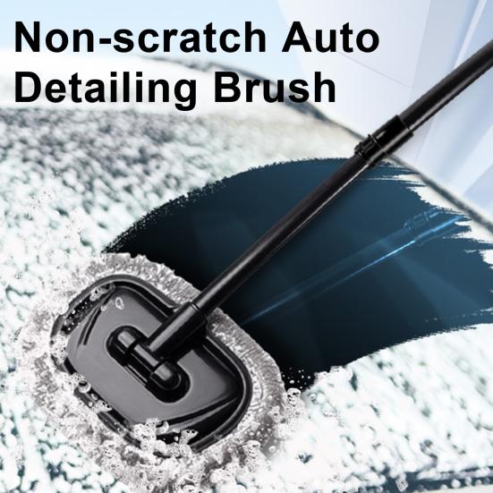 

Швабра для мытья автомобилей с выдвижной ручкой для уборки внедорожников, автофургонов, регулируемый стержень из алюминиевого сплава, многоугольная насадка-щетка, универсальная швабра для мытья автомобилей чёрный