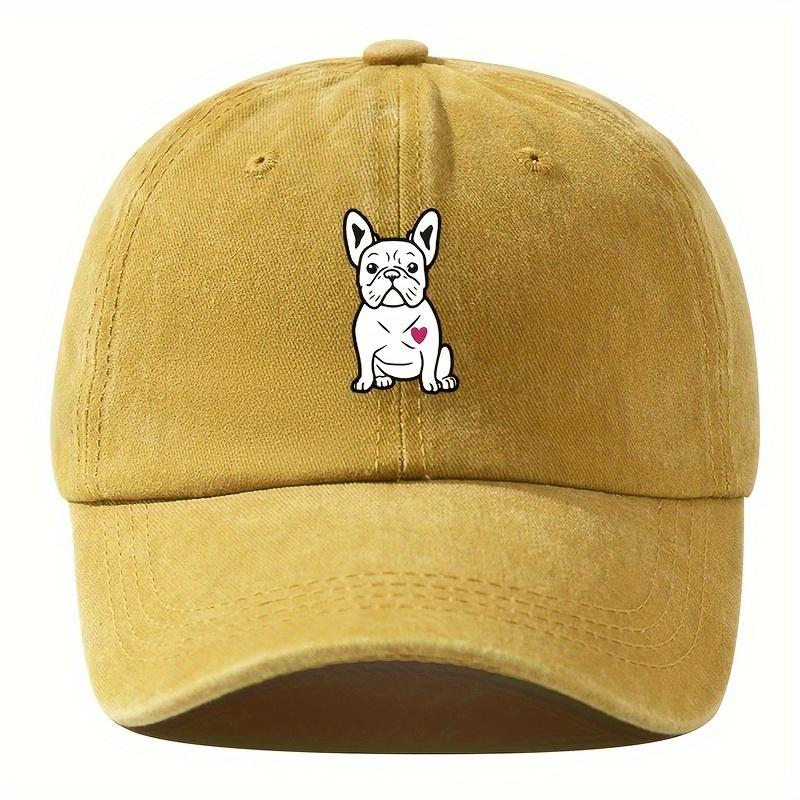 Retro baseball cap with fighting dog pattern design suitable for outdoor activities such as running, fishing, and hiking