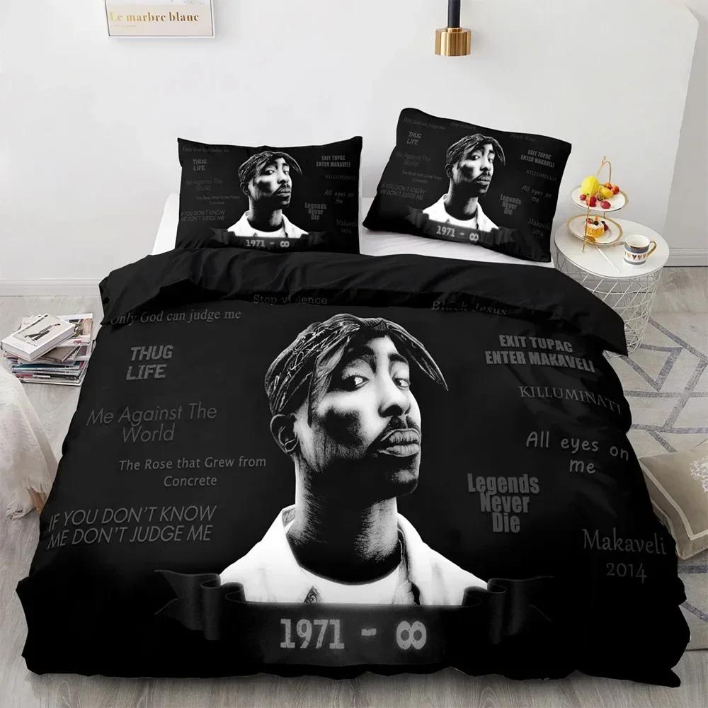 3D Print Tupac Shakur Rapper 2Pac Comfortable Duvet Quilt Cover Pillowcase Bedding Set Children Bedroom Decoration Home Textile