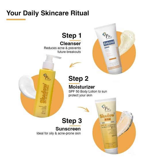 FIXDERMA Shadow Protector Solar Spf 50+ Pa+++ Gel| Protector Solar de Amplio Espectro Para Uva , (Shadow A-Gel Spf 30, 75 G (Paquete de 1)), Todas