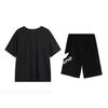 Li-Ning American Vintage Versatile Loose Short Sleeve Letter Comfortable Lightweight Shorts Casual Sports Suit Unisex Suit Black YHSV367-2+AKSU911-1