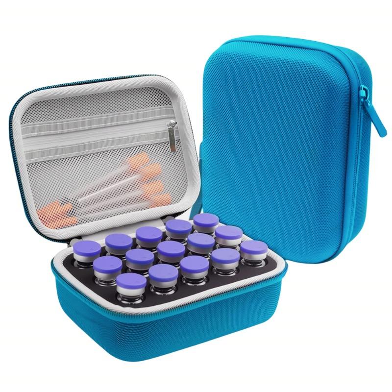 Insulin Vial Holder 15 Slots for 10ml Vials Handheld Peptide Case with Foam Protection Portable Insulin Storage Case (Case Only)