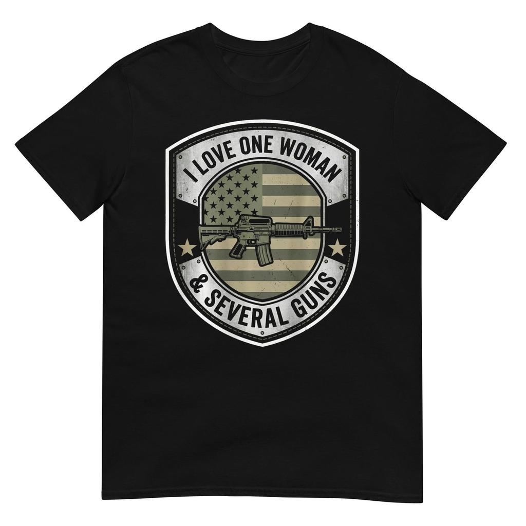 I Love One Woman & Several Guns Husband Funny Gun (on Back) T-Shirt