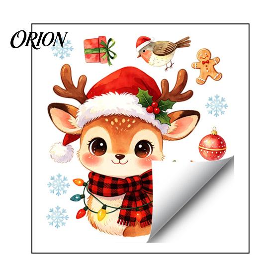 Reusable Festive Decor Watercolor Christmas Static Sticker, Santa Claus/Deer/Christmas Tree/Cake Pattern Print, DIY Window Decorations Thickened