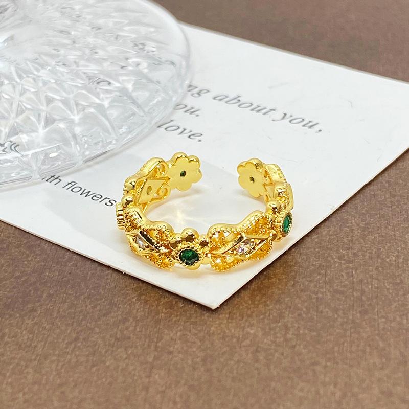 Blind Box Medieval Vintage Gold Niche Retro High-End Open Ring Color Treasure Light Luxury Ring Woman