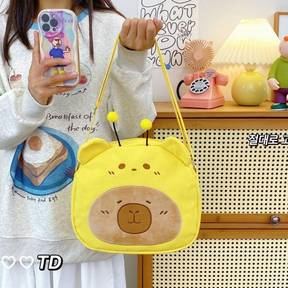 

Мягкий рюкзак Animal Capybara с большой емкостью, школьная сумка Bee Capybara