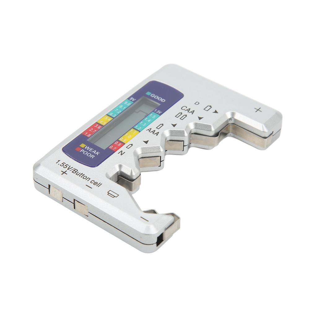 Digital Battery Capacity Gauge Tester Universal D C N AAA AA 9V 1.5V Button Cell Analyzer Silver