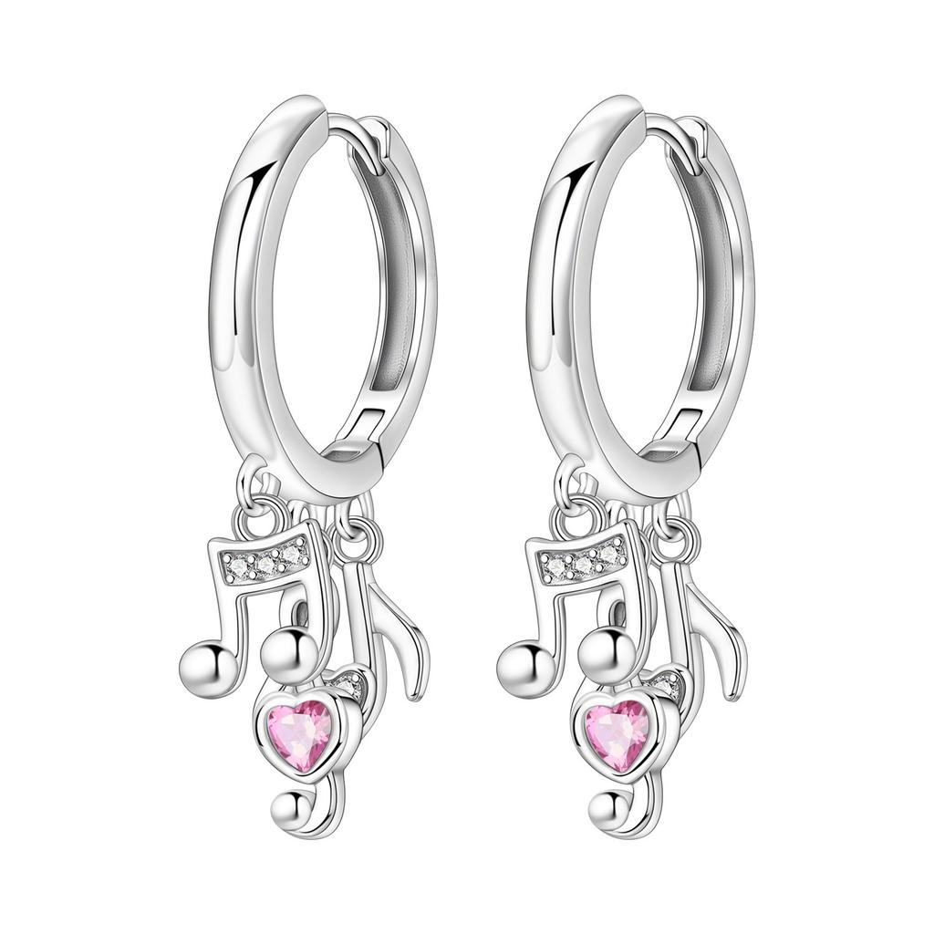 Fashion Copper Silver Plated Drop Earrings Women's Colorful Love Heart Zircon Earrings Fine Jewelry for Wedding Engagement Party