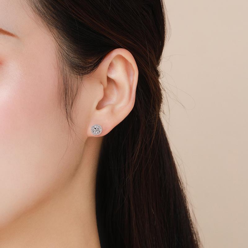 Damen-Ohrstecker, 925er-Sterlingsilber, Zirkon-Schmuck, weißer Kristall-Ohrring, Geschenk für Frauen