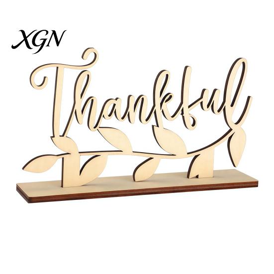Thanksgiving Dinner Party Decor Grateful Blessed Wood Cutout Signs, Table Plate Decor, Handmade Wooden Gift Rustic Fall Home Centerpiece Ornament for