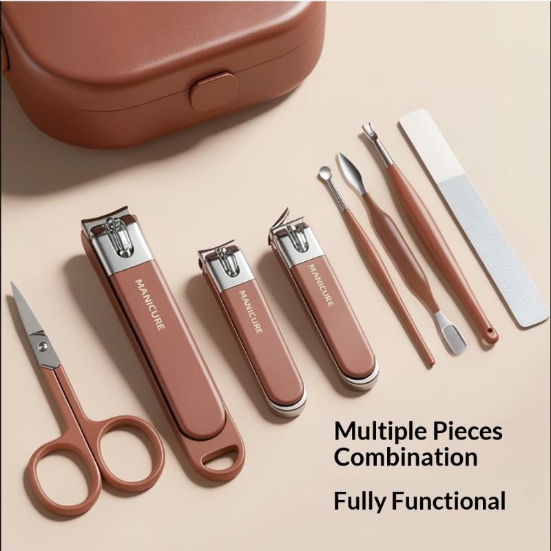 Anti Splash Nail Clipper Manicure Pedicure Set 5/6/7/8 Pcs Portable Durable Nail Scissors for Personal Nail Grooming
