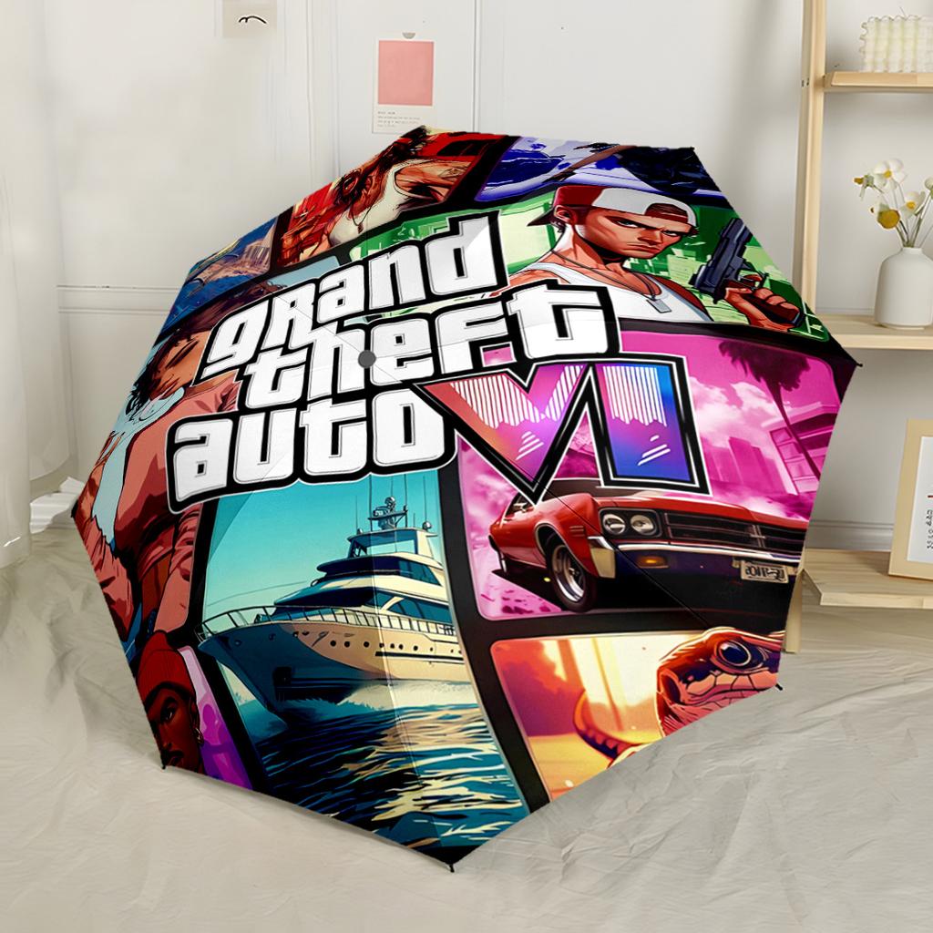 Gta V Logo Design Automatic Umbrella Retractable Design with 8-Rib Durability Foldable Design All-Season Use Elegant Umbrella Spiritual Gift