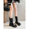 Retro Round Head Versatile Martin Boots Women's 2025 Autumn and Winter Explosion Thick-soled Thick Heel Maillard Medium Boots Short Boots