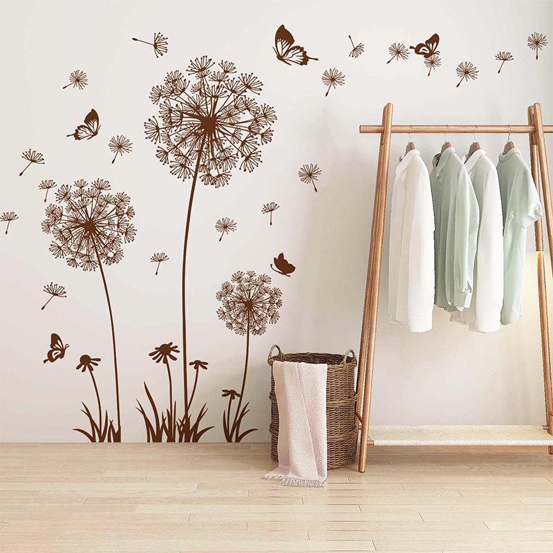 Colorful Flower Pendant Lamp Bird Wall Sticker For Bedroom Living Room Entrance Home Background Decoration Self-adhesive 29*22CM