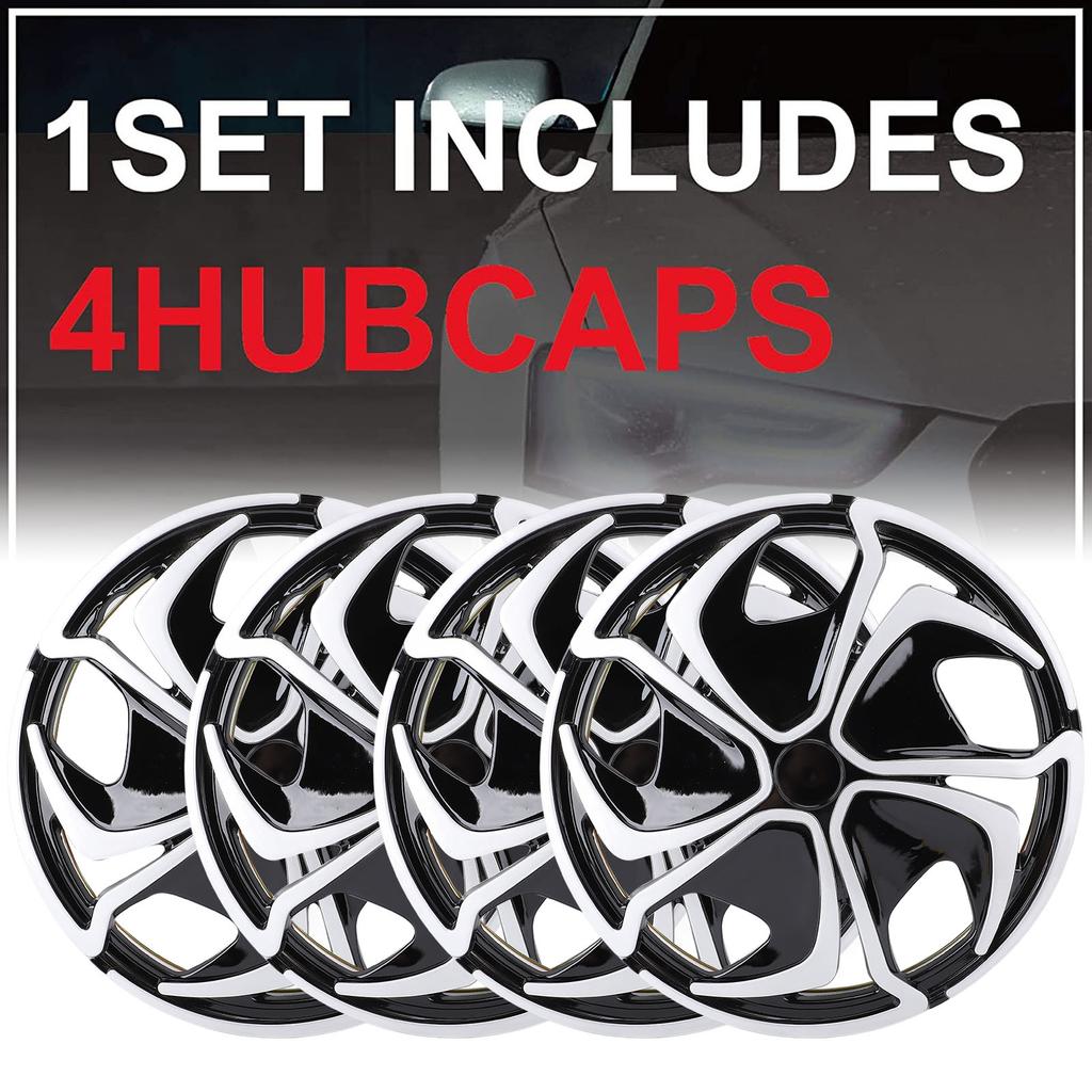 4 Pièces Cache-moyeux 14 Pouces Protection Complète Clipser Universel Protection Jante pour la Plupart des Voitures Camions SUV